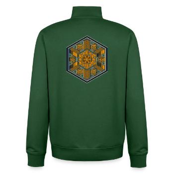 Hexagon Mandala Psytrance Goa Techno Rave Festival - Unisex Organic Zip Sweatshirt von Stanley/Stella - Flaschengrün - Hinten - AI Model Male 185 dark (185cm)
