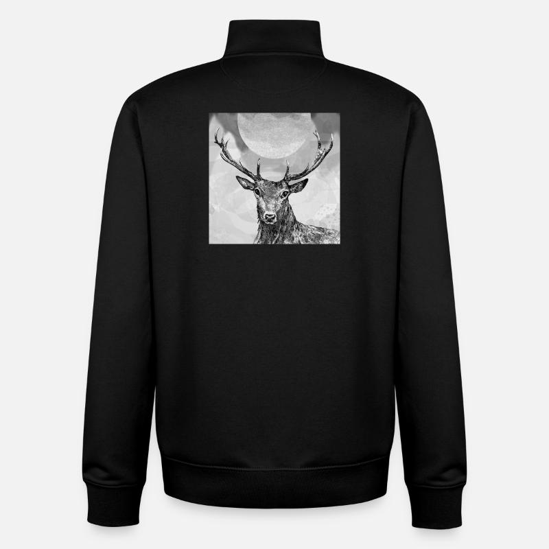 Cerf - Sweat zippé unisexe en coton bio Stanley/Stella - noir