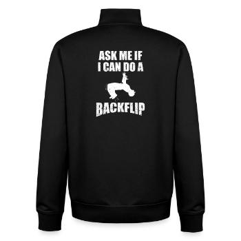 Demande-moi si je peux faire un saut arrière graphique - Sweat zippé unisexe en coton bio Stanley/Stella - noir - Dos - AI Model Male 185 light (185cm)