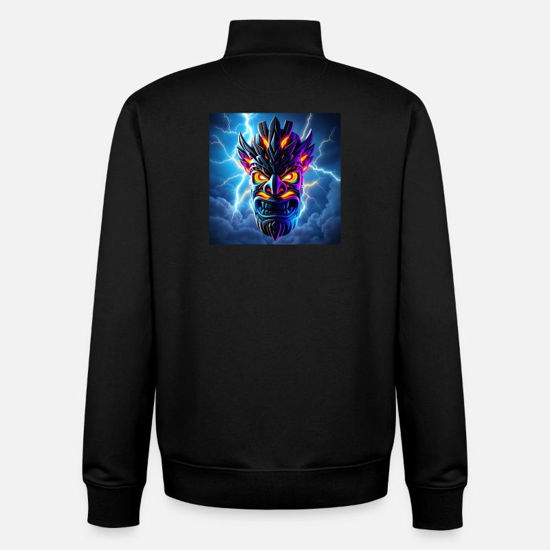 Masque Thunder Tiki - Sweat zippé unisexe en coton bio Stanley/Stella - noir