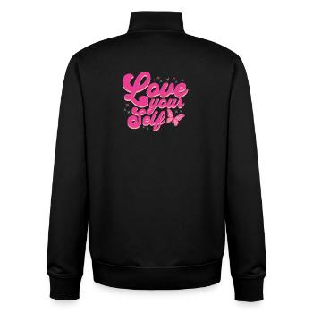 Love your Self Liebe Dich selber - Unisex Organic Zip Sweatshirt von Stanley/Stella - Schwarz - Hinten - AI Model Male 185 light (185cm)