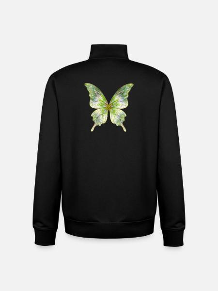 Papillon vert aquarelle - Sweat zippé unisexe en coton bio Stanley/Stella - noir