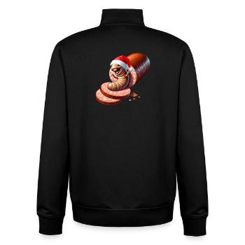 Salami Made Santa Caricature - Unisex Organic Zip Sweatshirt by Stanley/Stella - black - Back - AI Model Male 185 light (185cm)