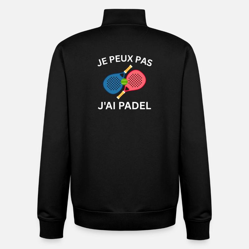 Je peux pas j'ai Padel - Sweat zippé unisexe en coton bio Stanley/Stella - noir