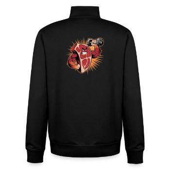Muscular Steak Bodybuilding Fun Fitness - Unisex Organic Zip Sweatshirt by Stanley/Stella - black - Back - AI Model Male 185 light (185cm)