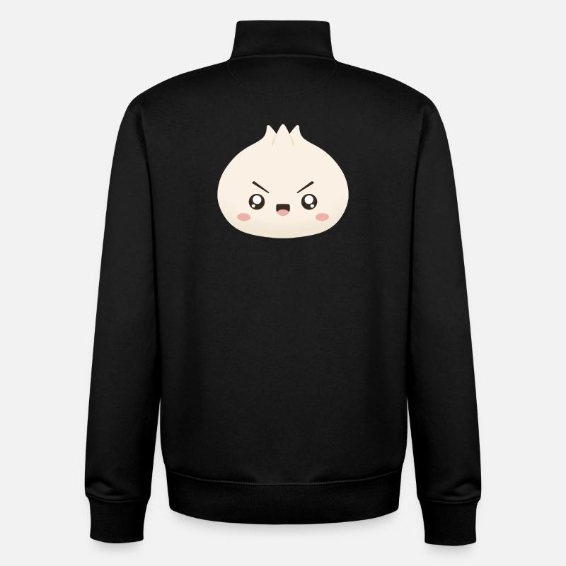 Grumpy Dumpling Cute Mascot - Unisex Organic Zip Sweatshirt by Stanley/Stella - black