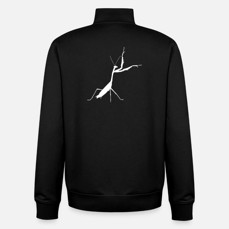 Praying mantis white - Unisex Organic Zip Sweatshirt by Stanley/Stella - black