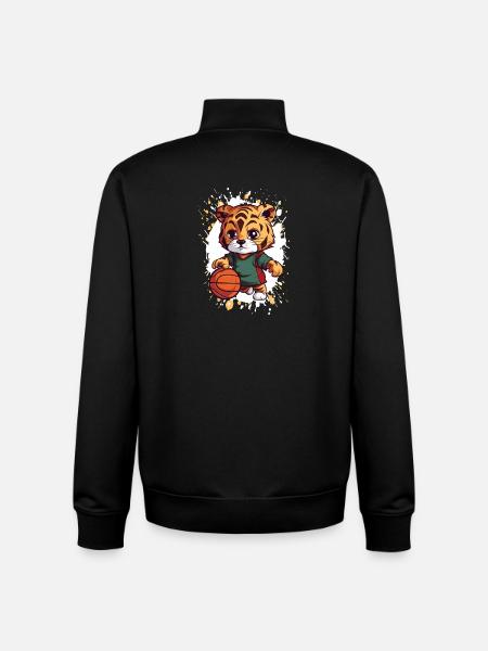 Tiger Basketball Dribbler - Unisex Organic Zip Sweatshirt by Stanley/Stella - black