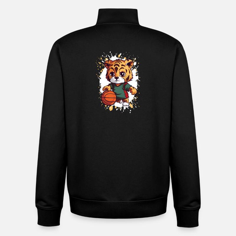 Dribbleur de basket-ball des Tigers - Sweat zippé unisexe en coton bio Stanley/Stella - noir