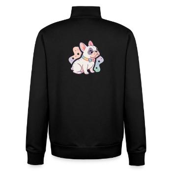 Bulldog pastel au nœud papillon - Sweat zippé unisexe en coton bio Stanley/Stella - noir - Dos - AI Model Male 185 light (185cm)