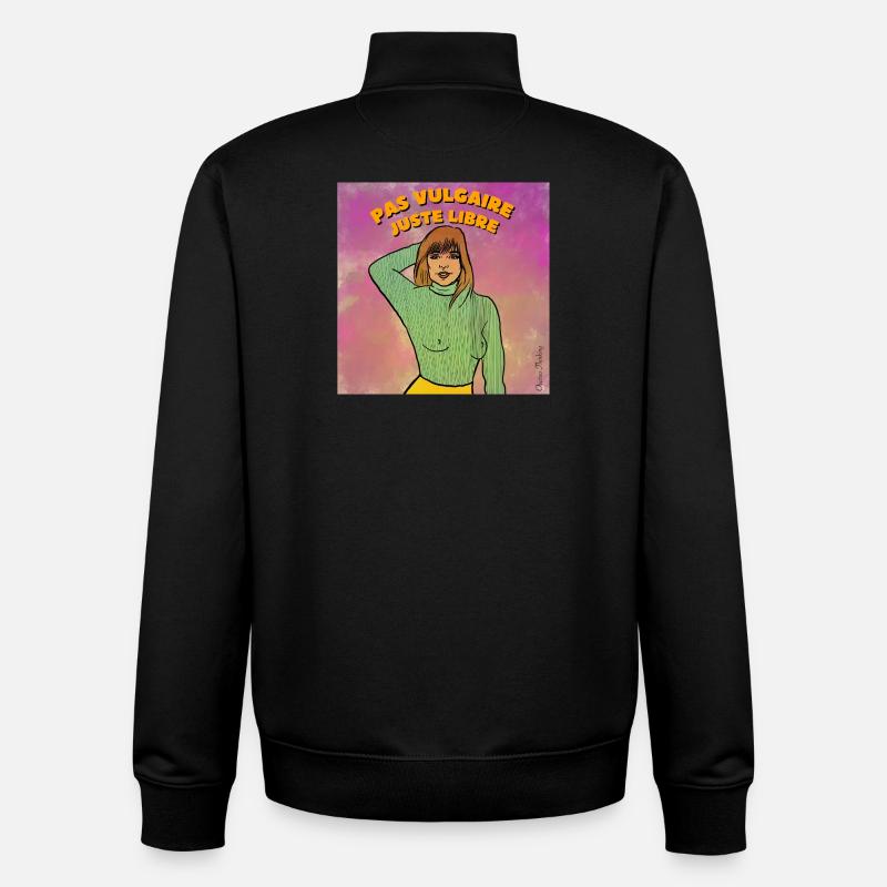 Pas vulgaire juste libre  - Sweat zippé unisexe en coton bio Stanley/Stella - noir