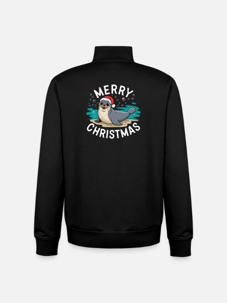 Joyeux Noël Mignon Phoque de Noël - Sweat zippé unisexe en coton bio Stanley/Stella - noir