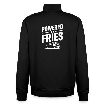 Angetrieben von Fries - Unisex Organic Zip Sweatshirt von Stanley/Stella - Schwarz - Hinten - AI Model Male 185 light (185cm)