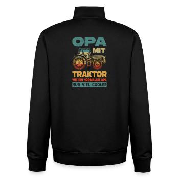 Opa Mit Traktor Wie Ein Normaler Opa Nur Viel Cool - Unisex Organic Zip Sweatshirt von Stanley/Stella - Schwarz - Hinten - AI Model Male 185 light (185cm)