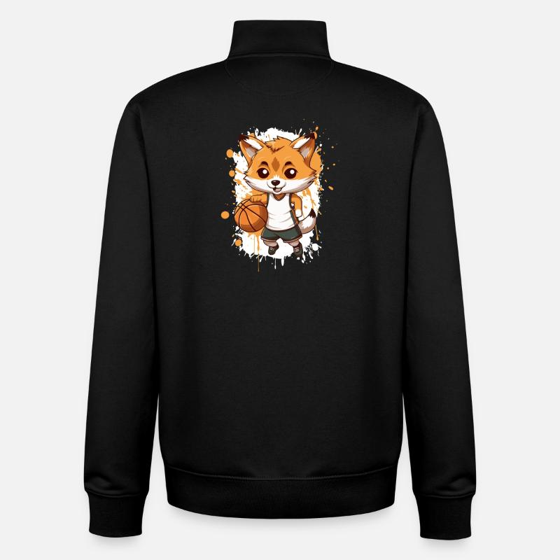 Basketball Fox Comic - Unisex Organic Zip Sweatshirt by Stanley/Stella - black