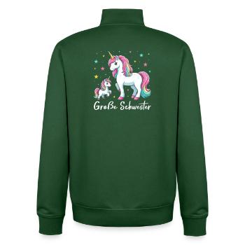 Große Schwester Einhornliebhaber Ältere Baby - Unisex Organic Zip Sweatshirt von Stanley/Stella - Flaschengrün - Hinten - AI Model Male 185 dark (185cm)