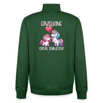 Big Sister Unicorn Lover Older Babe - Unisex Organic Zip Sweatshirt by Stanley/Stella - bottle green - Back - AI Model Male 185 dark (185cm)