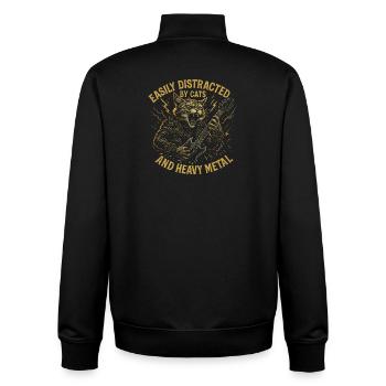 Katze Musik Heavy Metal Katzen Geschenkidee Lustig - Unisex Organic Zip Sweatshirt von Stanley/Stella - Schwarz - Hinten - AI Model Male 185 light (185cm)