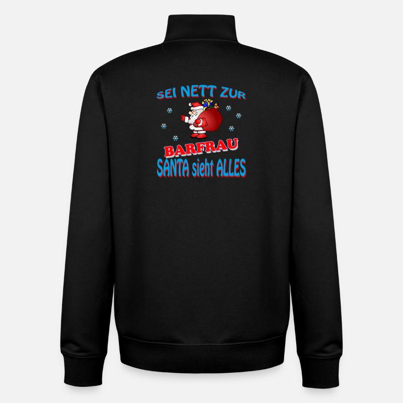 PÈRE NOËL BARMAID - Sweat zippé unisexe en coton bio Stanley/Stella - noir