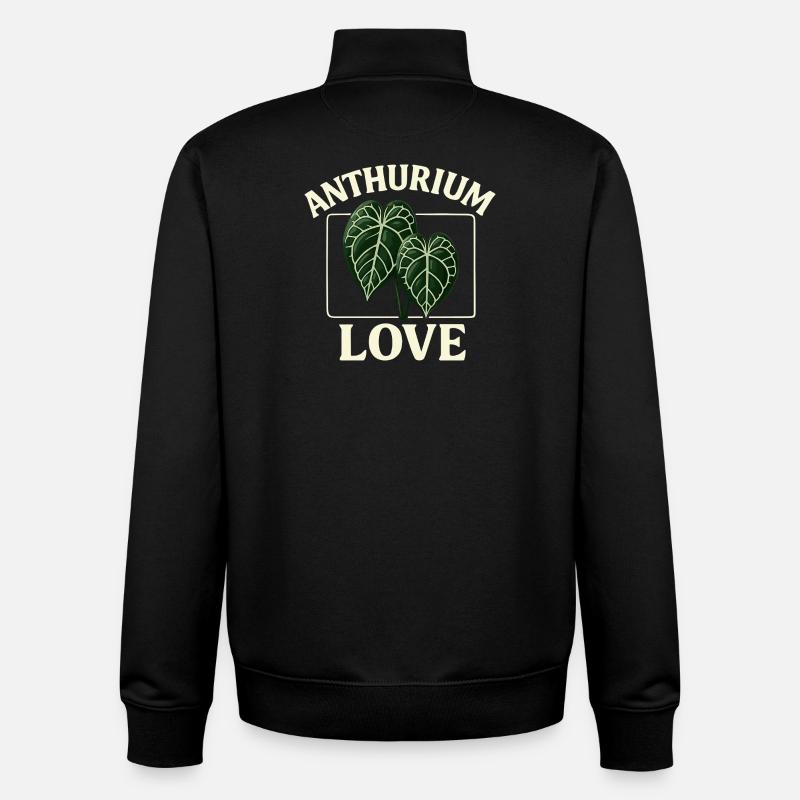 Anthurium Love - Sweat zippé unisexe en coton bio Stanley/Stella - noir
