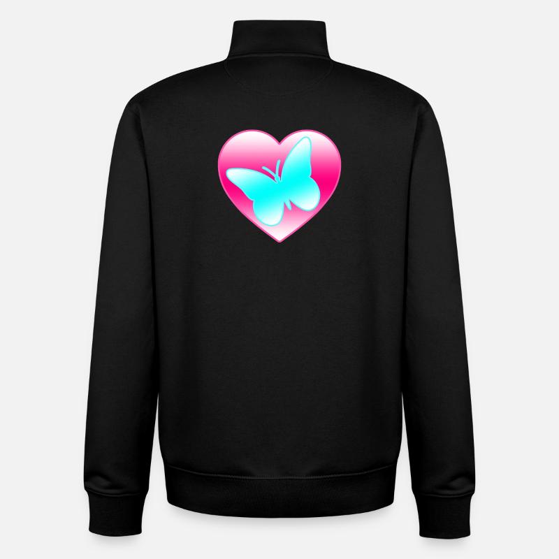 Papillon - Sweat zippé unisexe en coton bio Stanley/Stella - noir