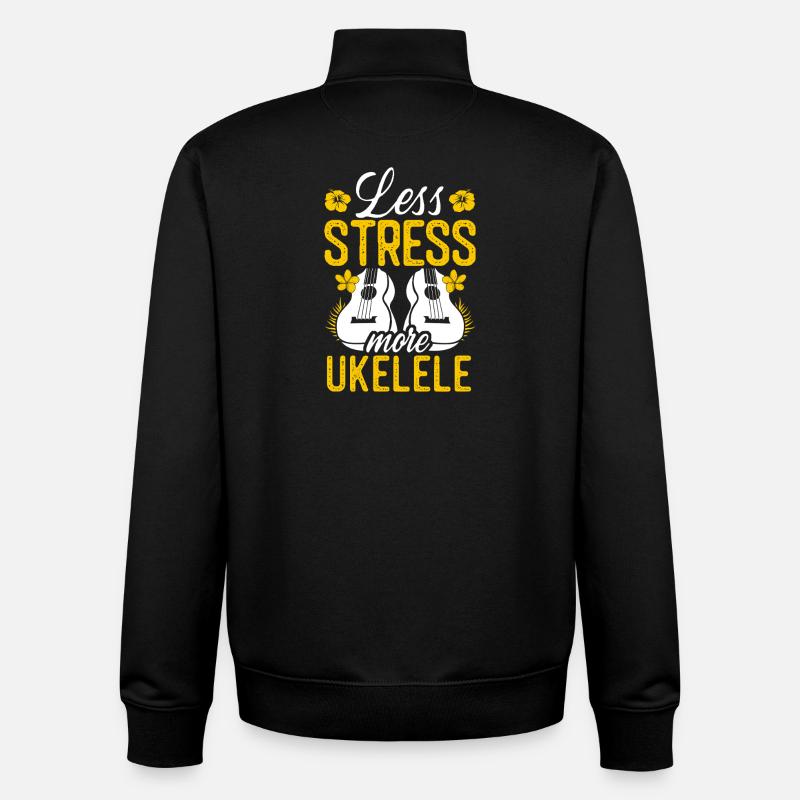 Ukulélé hawaïen ukélé moins de stress - Sweat zippé unisexe en coton bio Stanley/Stella - noir