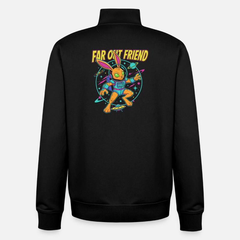 Far Out Bunny Weltraum - Unisex Organic Zip Sweatshirt von Stanley/Stella - Schwarz