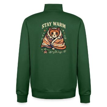 Bleib Warm Kuschelkatze Motiv - Unisex Organic Zip Sweatshirt von Stanley/Stella - Flaschengrün - Hinten - AI Model Male 185 dark (185cm)
