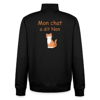 Mon chat a dit Non - sourire félin - Sweat zippé unisexe en coton bio Stanley/Stella - noir - Dos - AI Model Male 185 light (185cm)