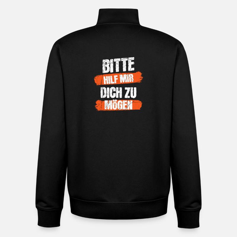 Hilf mir dich zu mögen - Unisex Organic Zip Sweatshirt von Stanley/Stella - Schwarz