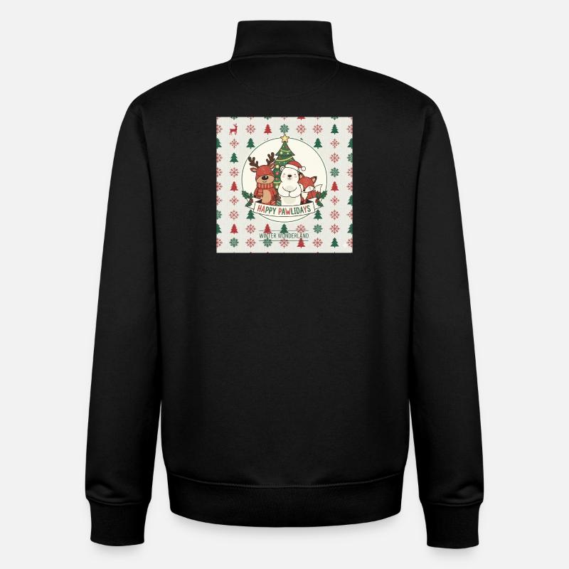 Joyeux Pawlidays à la faune hivernale - Sweat zippé unisexe en coton bio Stanley/Stella - noir