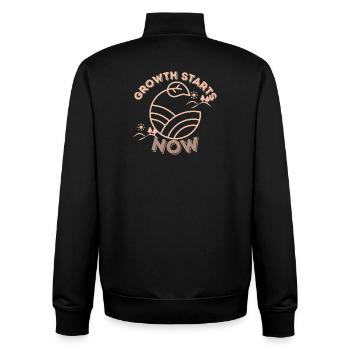Growth Starts Now – Minimal Nature Inspired Motiva - Unisex Organic Zip Sweatshirt by Stanley/Stella - black - Back - AI Model Male 185 light (185cm)