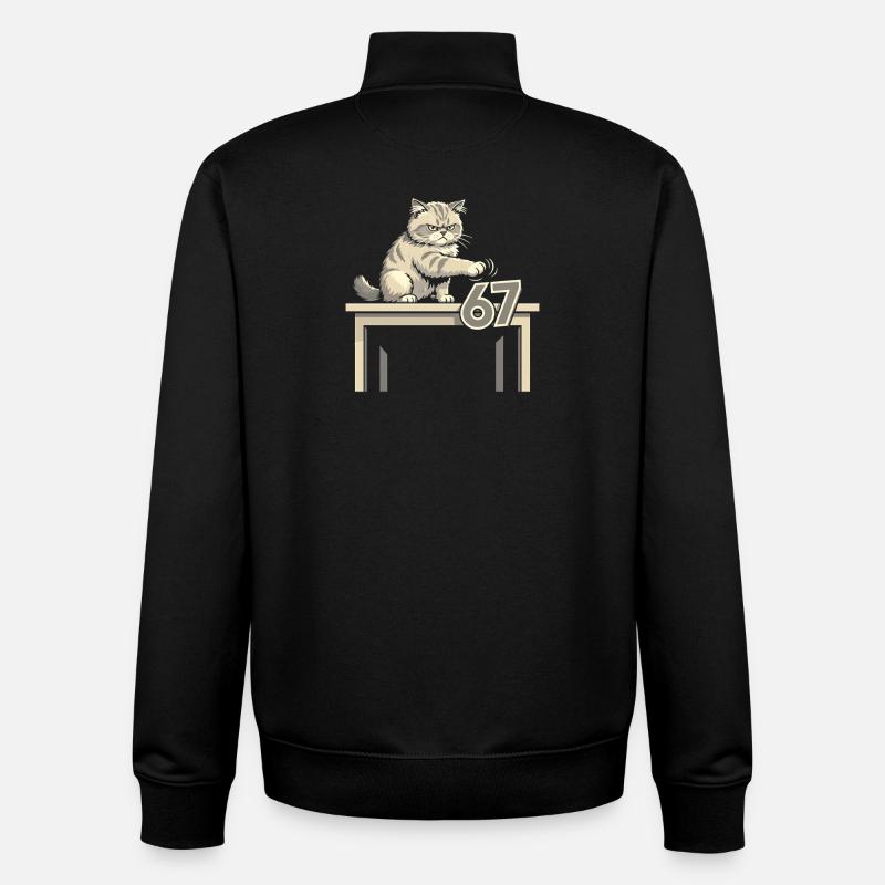 Cat-67-Meilenstein - Unisex Organic Zip Sweatshirt von Stanley/Stella - Schwarz