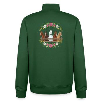 Crête florale équestre - Sweat zippé unisexe en coton bio Stanley/Stella - vert bouteille - Dos - AI Model Male 185 dark (185cm)
