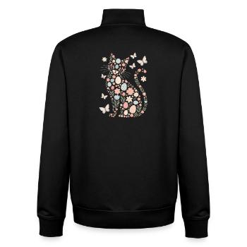 Chat de Pâques avec des fleurs et des œufs joueur - Sweat zippé unisexe en coton bio Stanley/Stella - noir - Dos - AI Model Male 185 light (185cm)