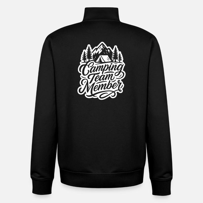 Camping Team Tent Mountains - Sweat zippé unisexe en coton bio Stanley/Stella - noir