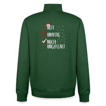 Santa Claus Christmas Time Naughty Christmas - Unisex Organic Zip Sweatshirt by Stanley/Stella - bottle green - Back - AI Model Male 185 dark (185cm)