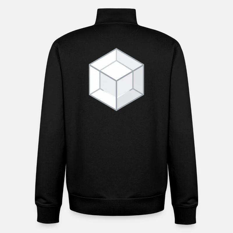 Geometric 3D Cube Line Style - Unisex Organic Zip Sweatshirt by Stanley/Stella - black