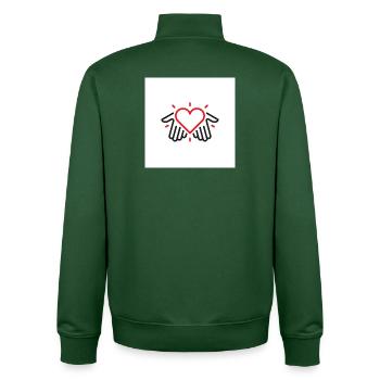 Mains d’amour - Sweat zippé unisexe en coton bio Stanley/Stella - vert bouteille - Dos - AI Model Male 185 dark (185cm)