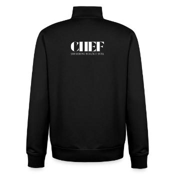 Chef Spruch Erfahrung schlägt Titel - Unisex Organic Zip Sweatshirt von Stanley/Stella - Schwarz - Hinten - AI Model Male 185 light (185cm)