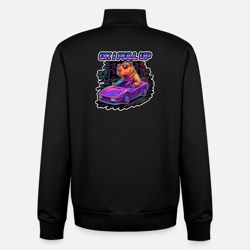 OK, je récupère Capybara Retro - Sweat zippé unisexe en coton bio Stanley/Stella - noir