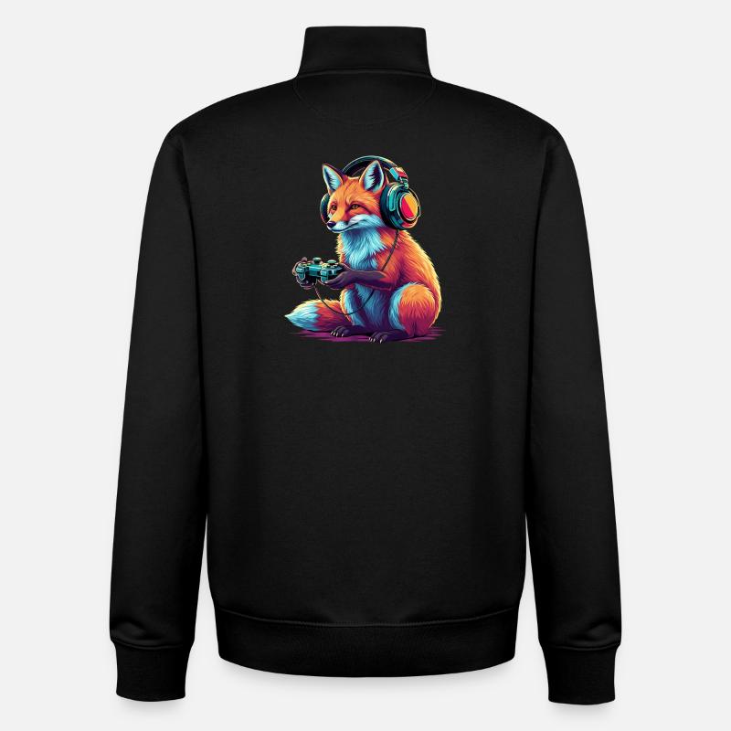 Fuchs Spiele Tier Videospiele Lustiger Fuchs - Unisex Organic Zip Sweatshirt von Stanley/Stella - Schwarz