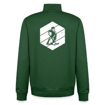Klares Floorball Motiv für jeden Tag - Unisex Organic Zip Sweatshirt von Stanley/Stella - Flaschengrün - Hinten - AI Model Male 185 dark (185cm)