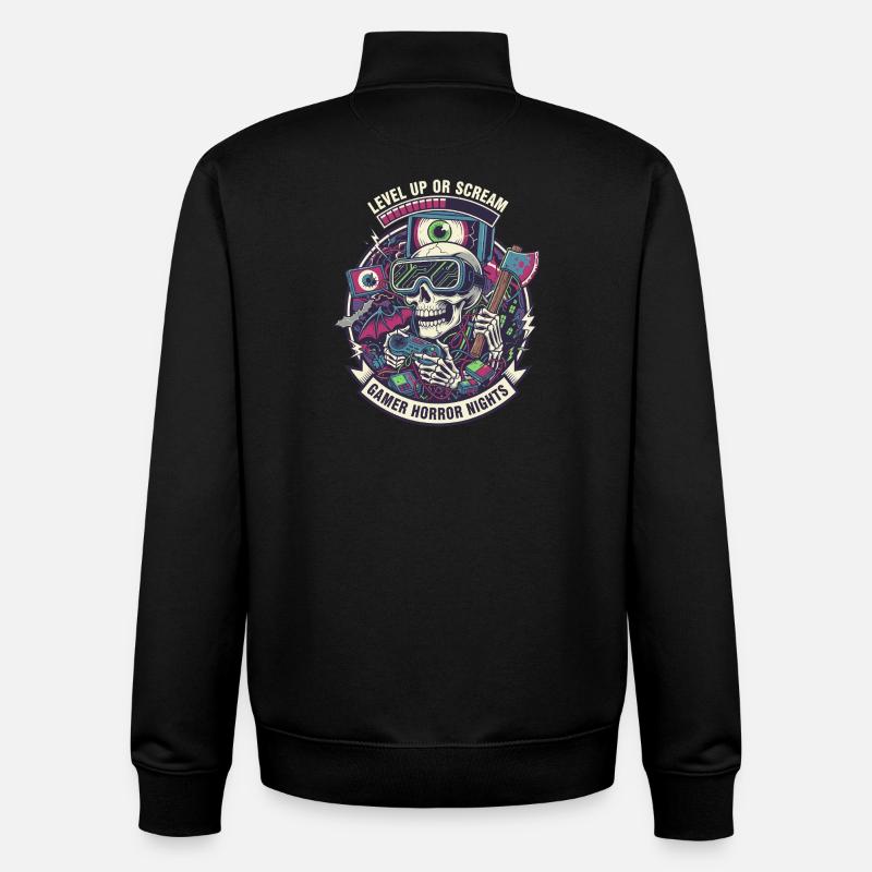 Soirée de gamer Higher Screams - Sweat zippé unisexe en coton bio Stanley/Stella - noir