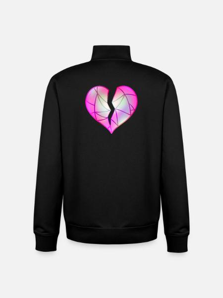 Broken Pink Heart - Unisex Organic Zip Sweatshirt by Stanley/Stella - black
