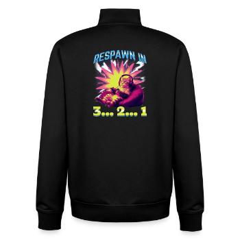 Funny Gaming Gamer Cat - Unisex Organic Zip Sweatshirt von Stanley/Stella - Schwarz - Hinten - AI Model Male 185 light (185cm)