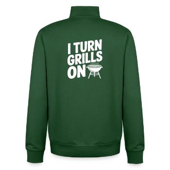 I Turn Grills On - Unisex Organic Zip Sweatshirt by Stanley/Stella - bottle green - Back - AI Model Male 185 dark (185cm)
