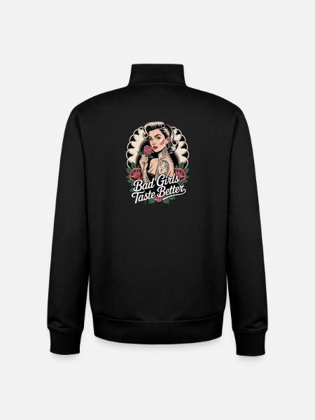 Bad Girls Taste Better Rockabilly Tattoo Pin Up - Unisex Organic Zip Sweatshirt by Stanley/Stella - black