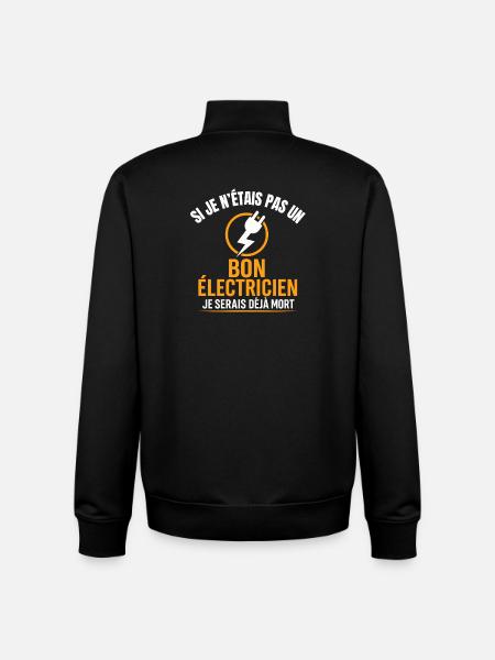 God elektriker, ellers allerede død humor - Stanley/Stella unisex sweatshirt med lynlås i økologisk - sort