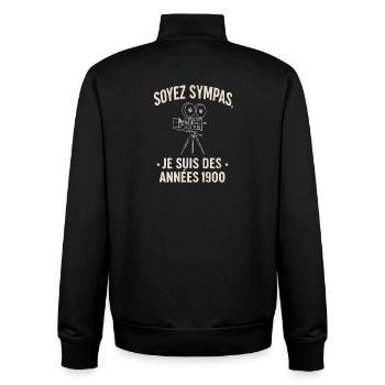 Be Friendly Retro-Kamera aus dem 20. Jahrhundert - Unisex Organic Zip Sweatshirt von Stanley/Stella - Schwarz - Hinten - AI Model Male 185 light (185cm)